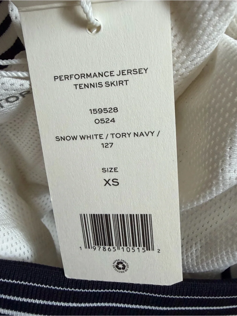 NWT Tory Burch Performance Jersey Tennis Skirt XS – Snow White/Tory Navy